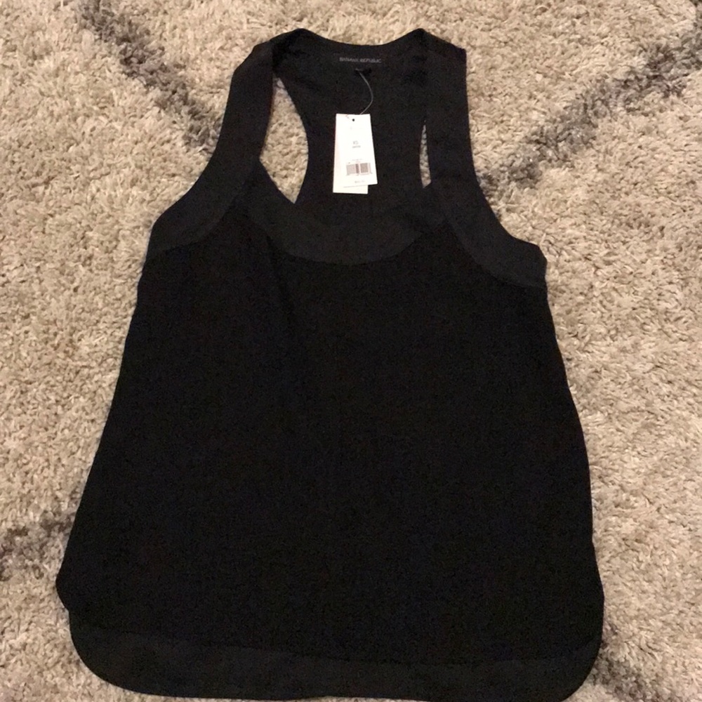 Black Satin Trim Racer back Dress tank